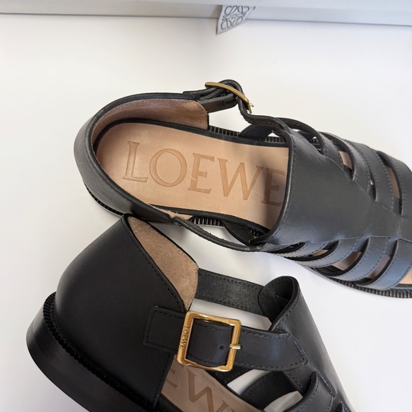 LOEWE Campo Fisherman Sandals in Black Calfskin Leather Size 39 - Picture 13 of 14